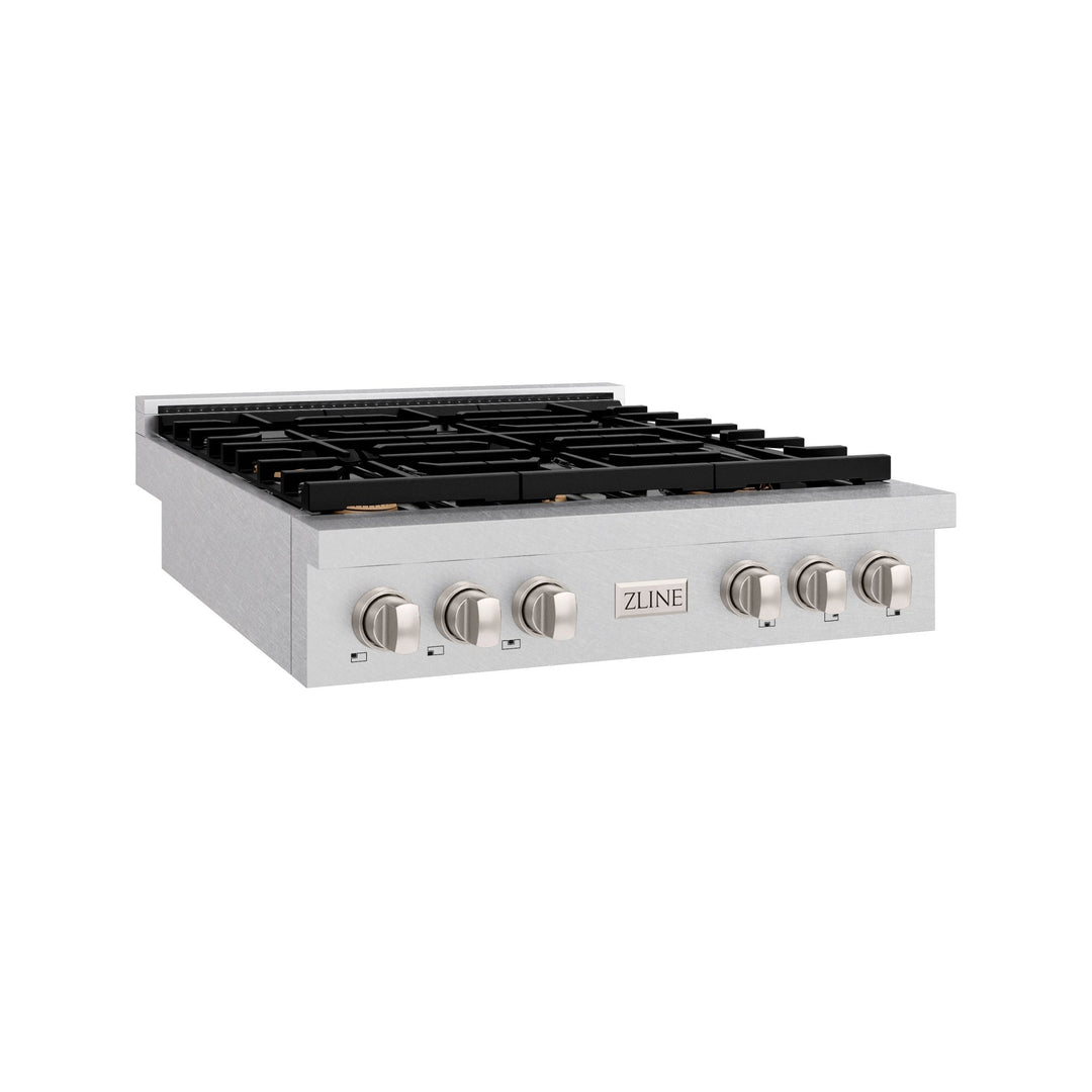 ZLINE 36 in. Paramount Gas Rangetop with 6 Brass Burners and Porcelain Cooktop in Satin Stainless Steel (SRTS-BR-36)