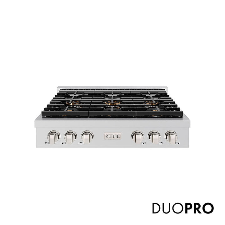 ZLINE 36 in. Paramount Gas Rangetop with 6 Burner DuoProâ„¢ Cooktop in Stainless Steel (PSRT36)