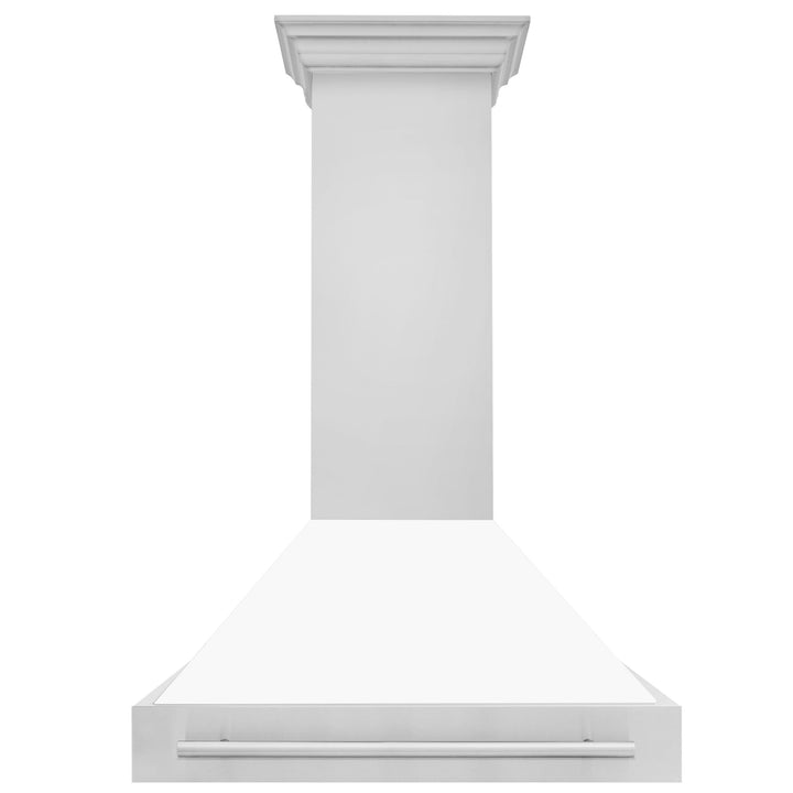 ZLINE 36" Stainless Steel Range Hood with White Matte Shell and Stainless Steel Handle (8654STX-WM-36)
