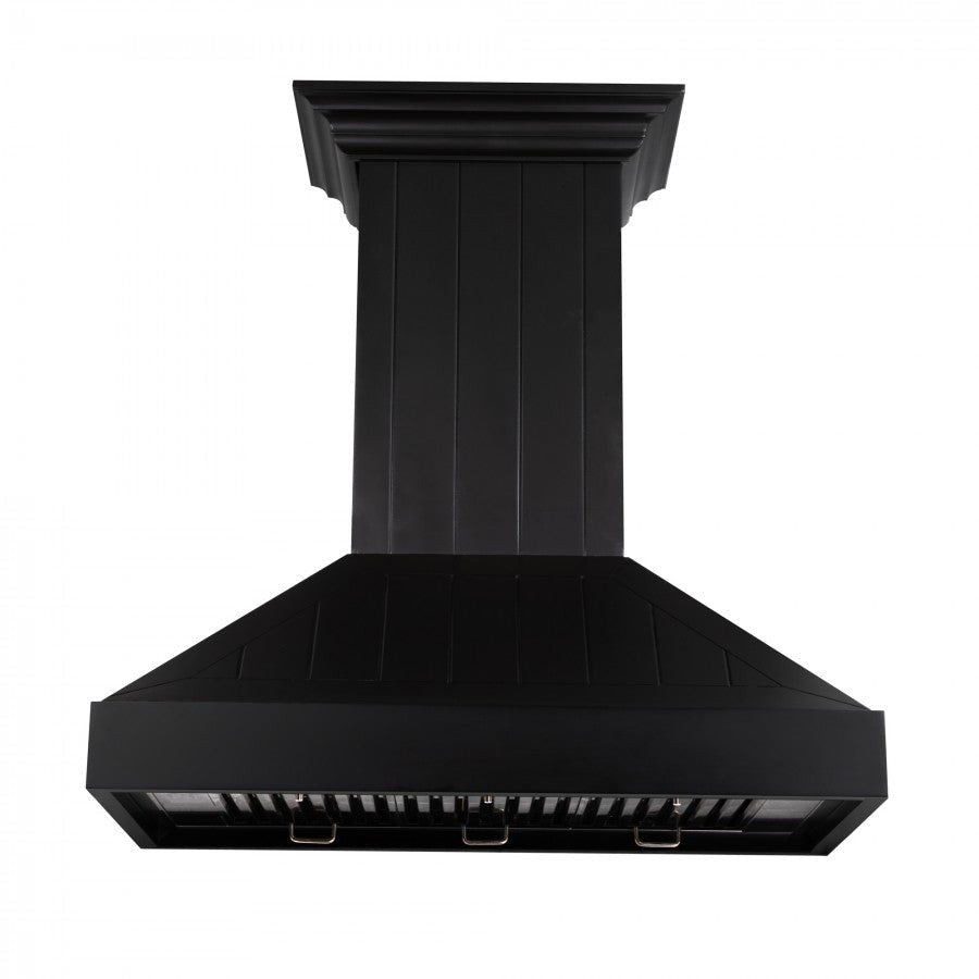 ZLINE 36" Wooden Convertible Vent Wall Mount Range Hood in Black - Includes Motor (KPCC-36)