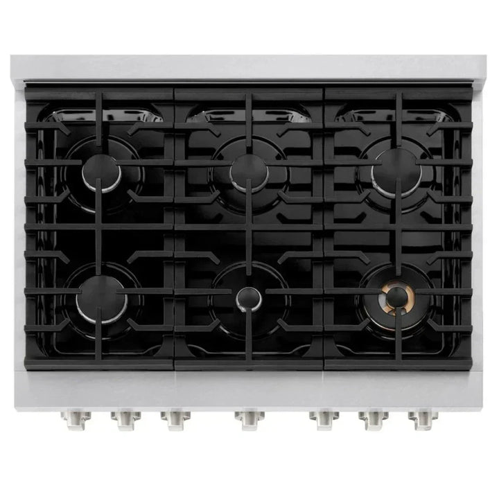 ZLINE Paramount 36" 5.2 cu. ft. Gas Range with Convection Oven in DuraSnow® Stainless Steel with White Matte Door, SGRS-WM-36