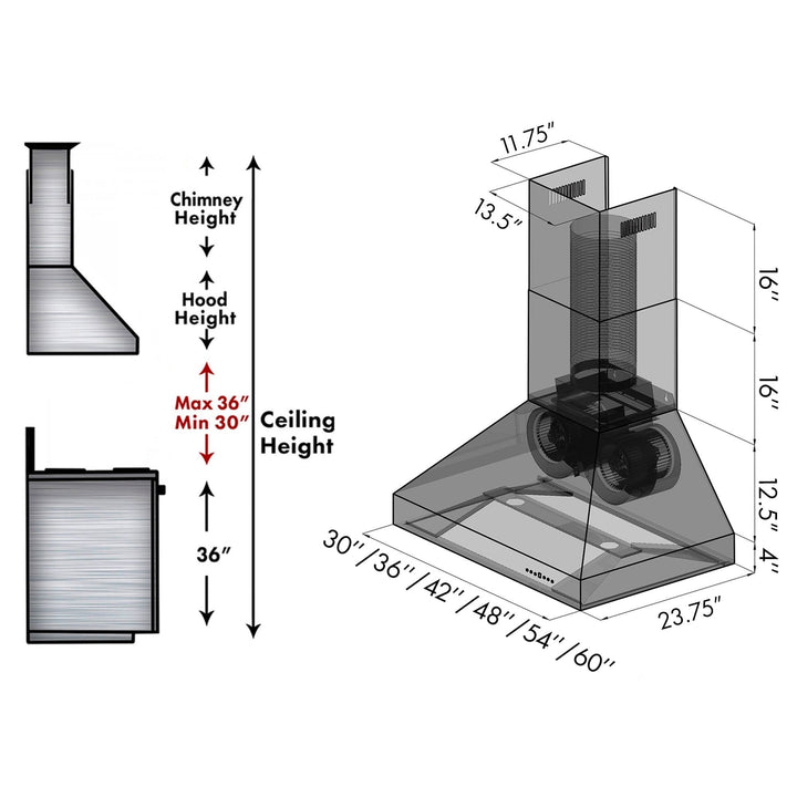 ZLINE 42 in. Professional Ducted Vent Wall Mount Range Hood in Stainless Steel (667-42)