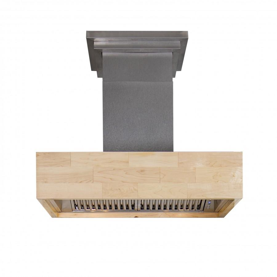 ZLINE 42 in. Remote Blower Designer Series Wooden Island Mount Range Hood in Butcher Block (681iM-RD-42)