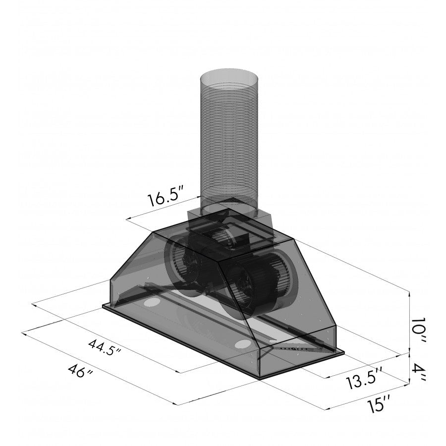 ZLINE 46" Ducted Wall Mount Range Hood Insert in Stainless Steel (695-46)