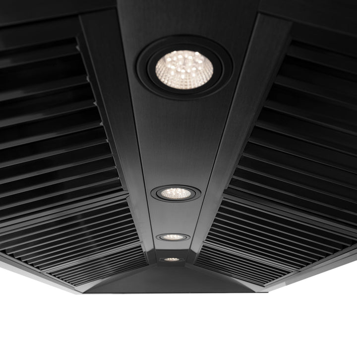 ZLINE 48" Black Stainless Steel Range Hood with Polished Gold Handle (BS655Z-48-G)