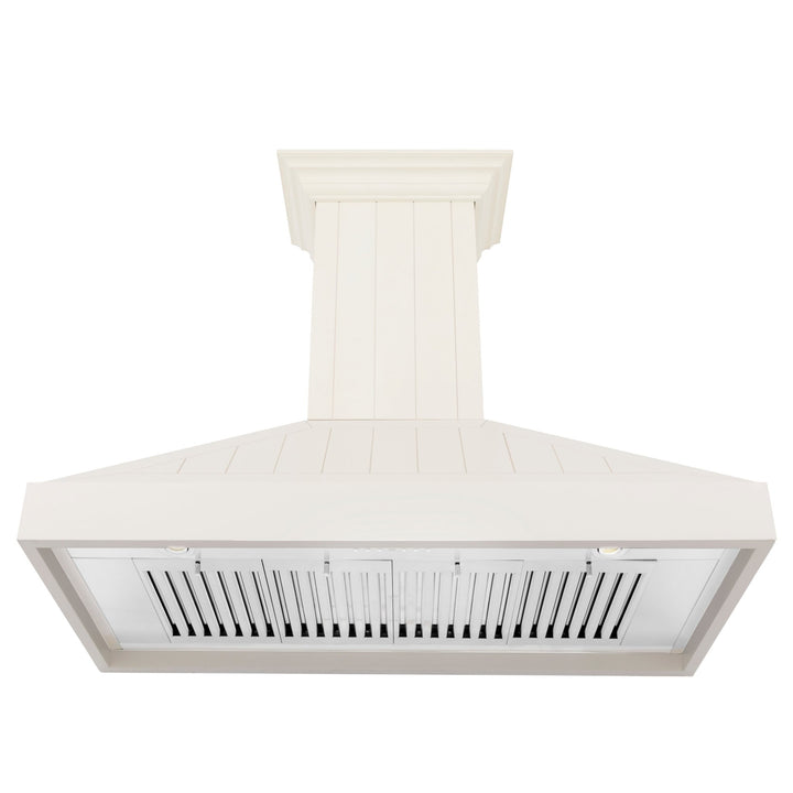 ZLINE 48" Ducted Vent Wooden Convertible Vent Wall Mount Range Hood in Cottage White (KPTT-48)