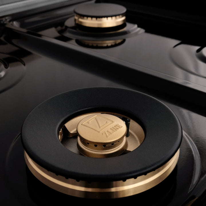 ZLINE 48 in. 6.0 cu. ft. Legacy Dual Fuel Range with Gas Cooktop and 2 Electric Ovens in Satin Stainless Steel with 6 Brass Burners (RAS-SN-BR-48)