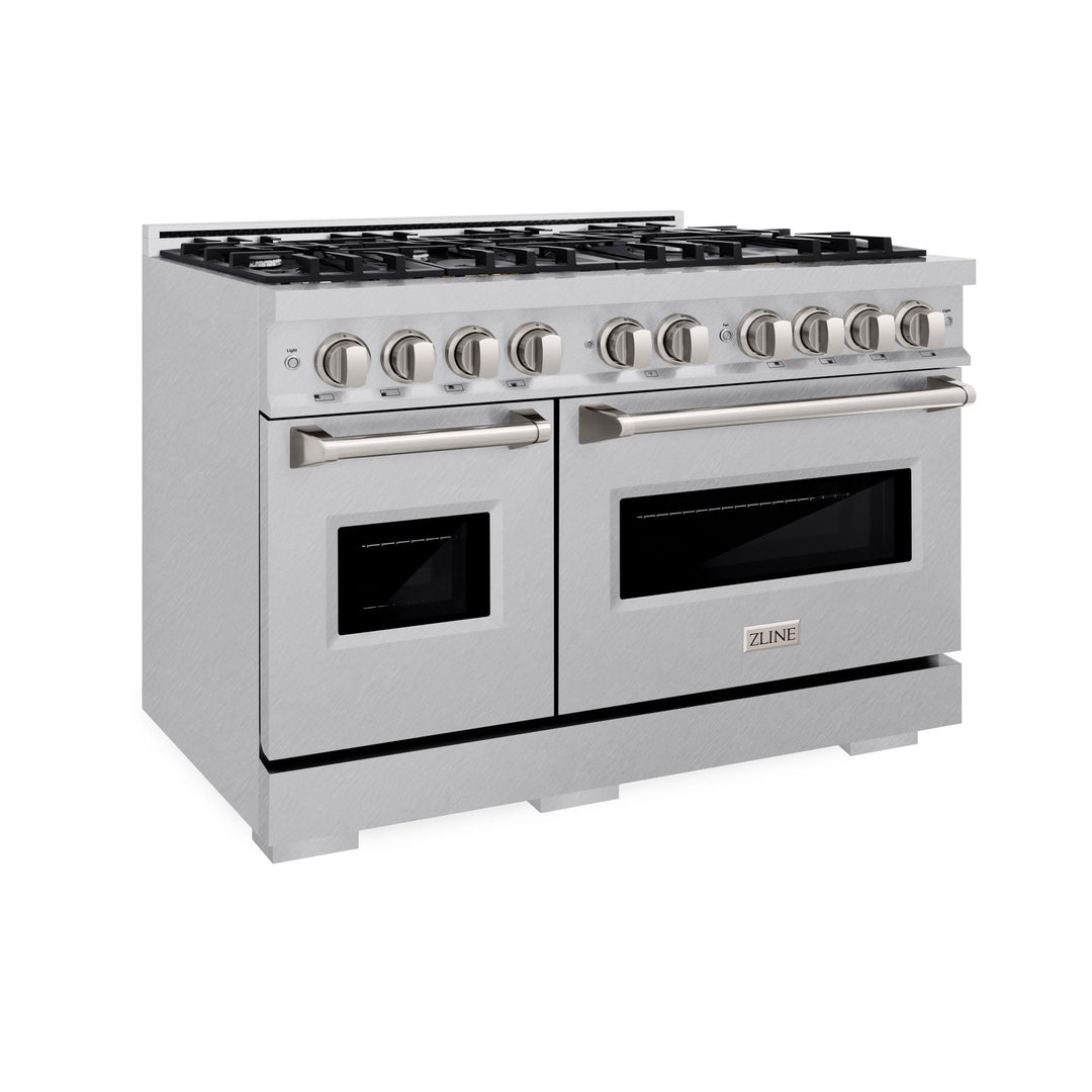 ZLINE 48 in. 6.7 cu. ft. Classic Double Oven Dual Fuel Range with 8 Burner Gas Cooktop in Satin Stainless Steel (CDRS-48)