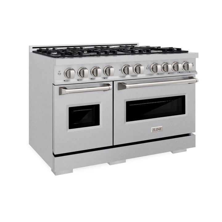 ZLINE 48 in. 6.7 cu. ft. Classic Double Oven Gas Range with 8 Burner Cooktop in Satin Stainless Steel (CGRS-48)