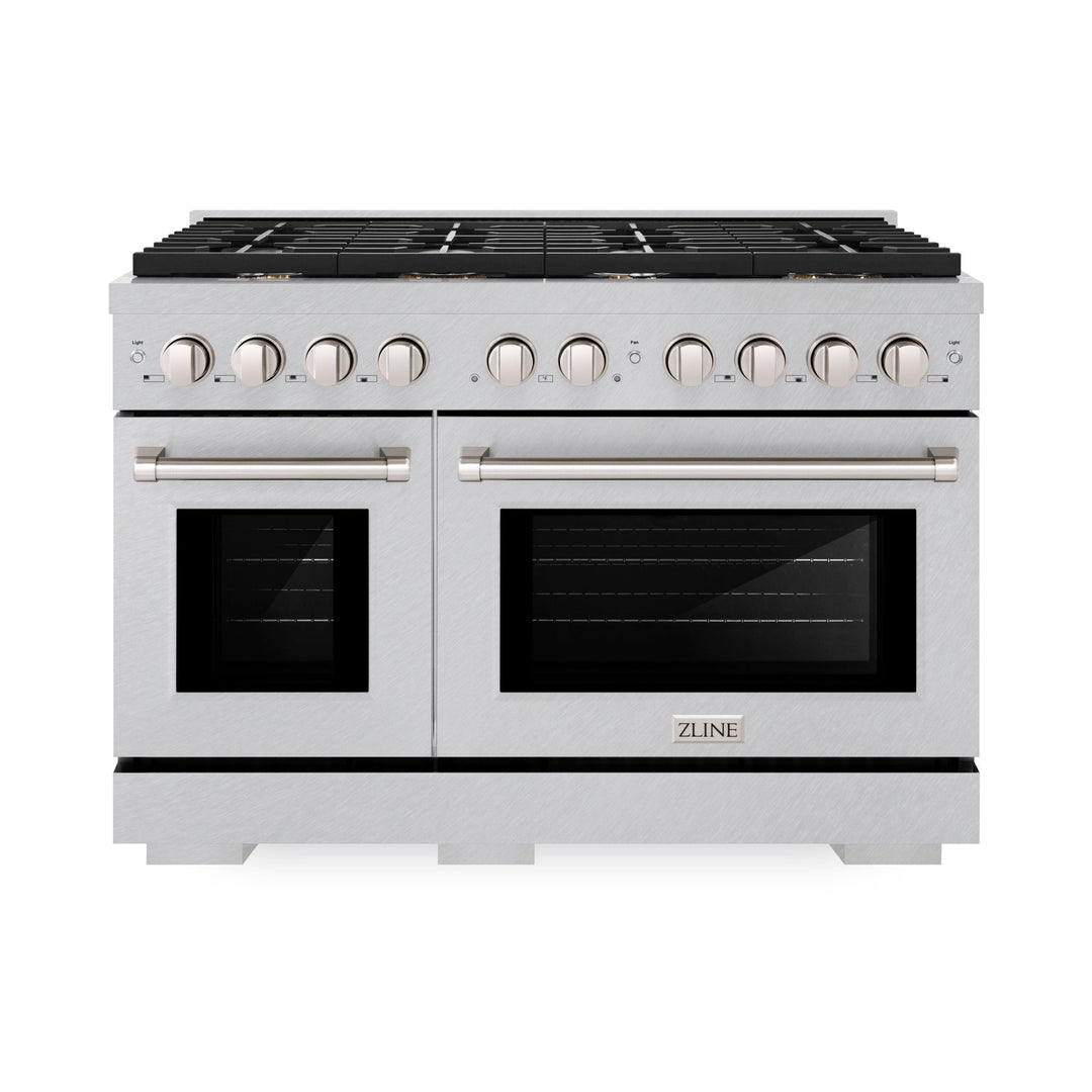 ZLINE 48 in. 6.7 cu. ft. Paramount Double Oven Dual Fuel Range in Satin Stainless Steel with 8 Brass Burners (SDRS-BR-48)