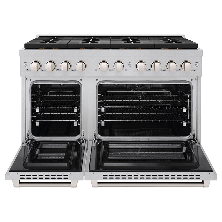 ZLINE 48 in. 6.7 cu. ft. Paramount Dual Fuel Range with 8 Burner DuoProâ„¢ Cooktop and Dual Ovens in Satin Stainless Steel (PSDRS-48)