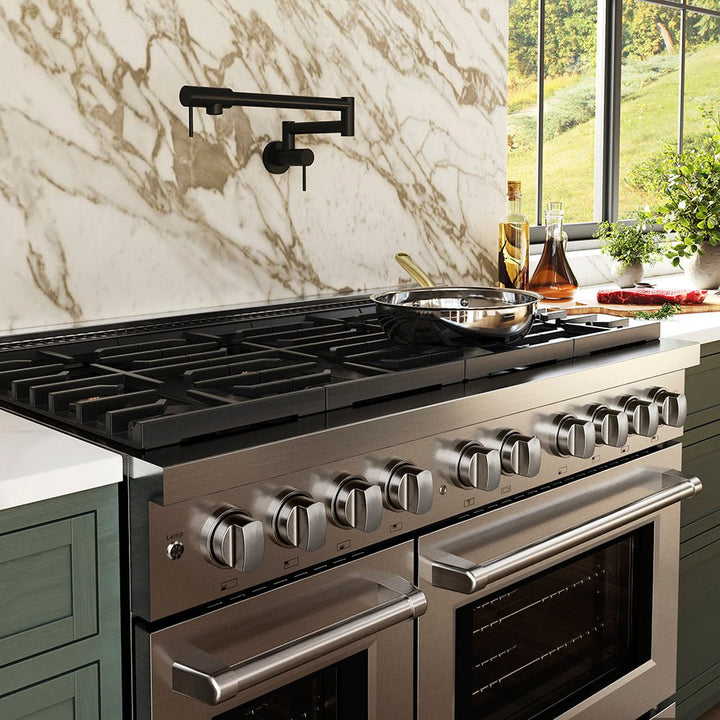 ZLINE 48 in. 6.7 cu. ft. Paramount Dual Fuel Range with 8 Burner DuoProâ„¢ Cooktop and Dual Ovens in Stainless Steel (PSDR48)