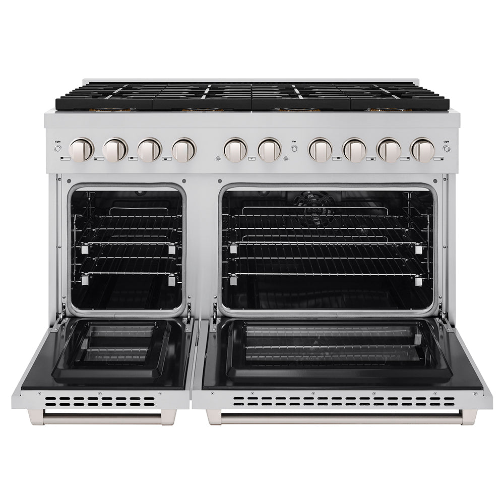 ZLINE 48 in. 6.7 cu. ft. Paramount Dual Fuel Range with 8 Burner DuoProâ„¢ Cooktop and Dual Ovens in Stainless Steel (PSDR48)