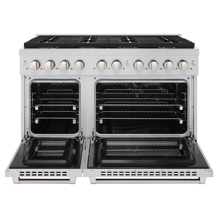 ZLINE 48 in. 6.7 cu. ft. Paramount Dual Fuel Range with 8 Burner DuoProâ„¢ Cooktop and Dual Ovens in Stainless Steel (PSDR48)