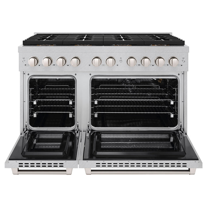 ZLINE 48 in. 6.7 cu. ft. Paramount Gas Range with 8 Burner DuoProâ„¢ Cooktop and Dual Ovens in Satin Stainless Steel (PSGRS-48)