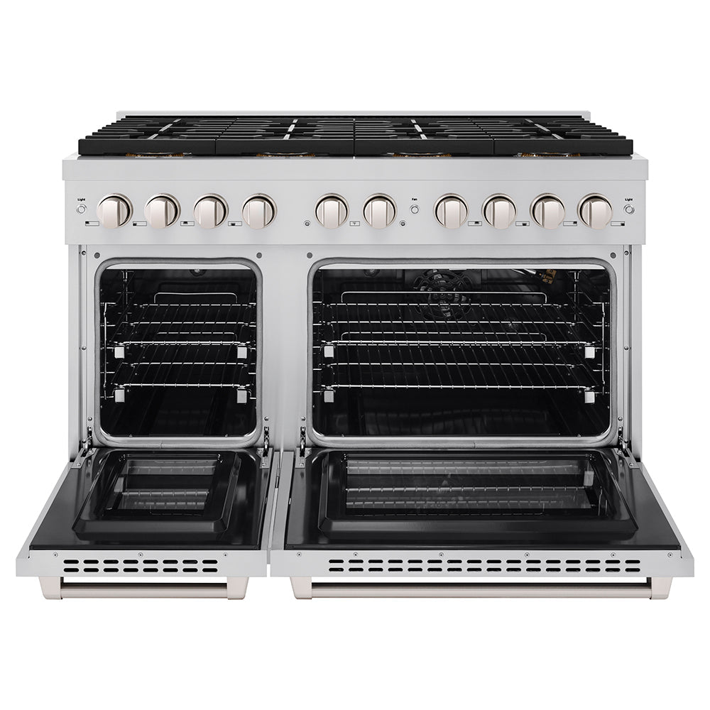 ZLINE 48 in. 6.7 cu. ft. Paramount Gas Range with 8 Burner DuoProâ„¢ Cooktop and Dual Ovens in Stainless Steel (PSGR48)