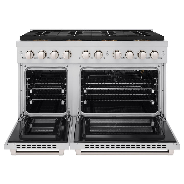 ZLINE 48 in. 6.7 cu. ft. Paramount Gas Range with 8 Burner DuoProâ„¢ Cooktop and Dual Ovens in Stainless Steel (PSGR48)
