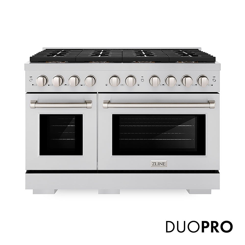 ZLINE 48 in. 6.7 cu. ft. Paramount Gas Range with 8 Burner DuoProâ„¢ Cooktop and Dual Ovens in Stainless Steel (PSGR48)
