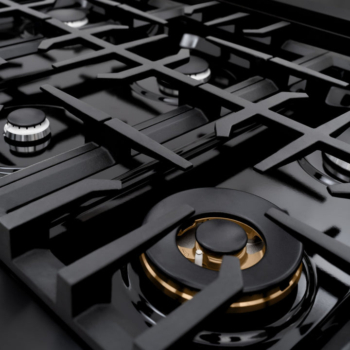 ZLINE 48 in. 6.7 cu. ft. Select Double Oven Gas Range with 8 Burner Cooktop in Black Stainless Steel (HGRB-48)
