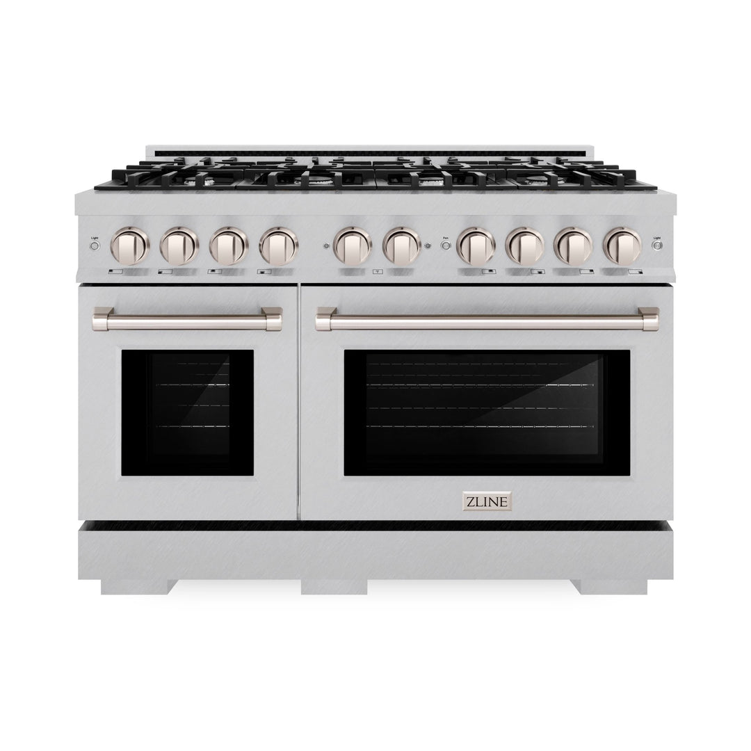 ZLINE 48 in. 6.7 cu. ft. Select Double Oven Gas Range with 8 Burner Cooktop in Satin Stainless Steel (HGRS-48)