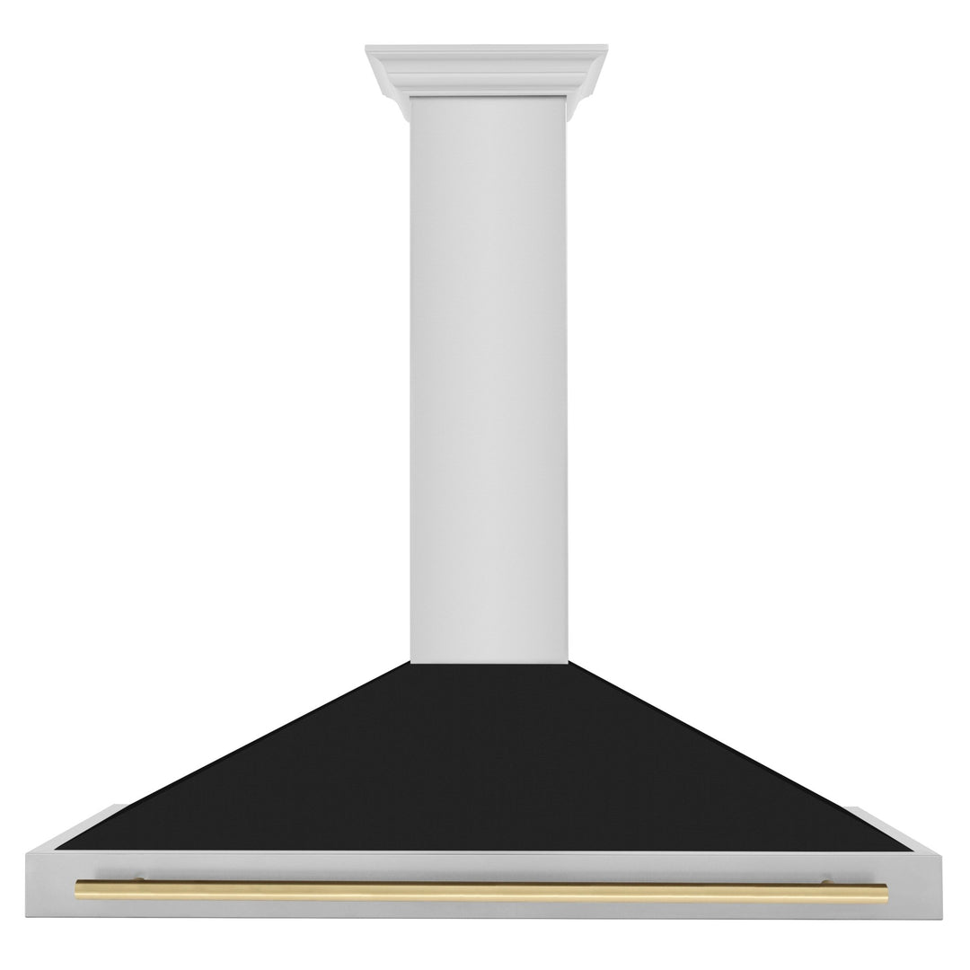 ZLINE 48 in. Autograph Edition Convertible Stainless Steel Range Hood with Black Matte Shell and Champagne Bronze Handle (KB4STZ-BLM48-CB)