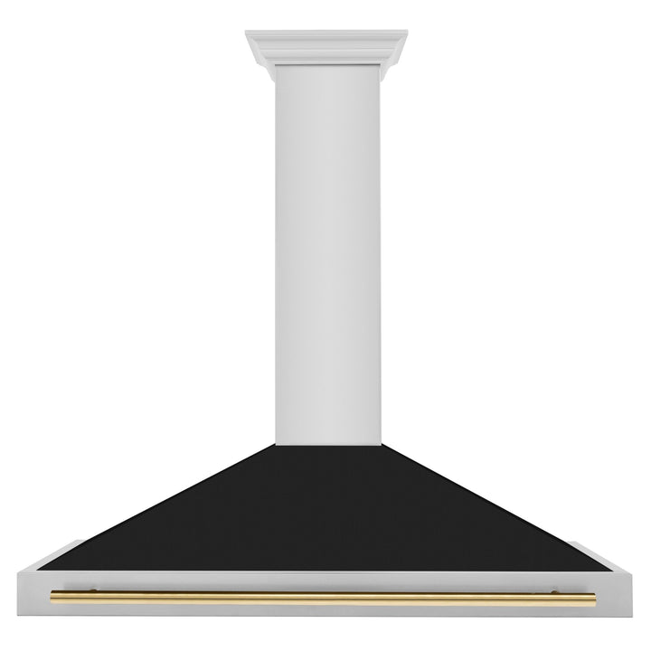 ZLINE 48 in. Autograph Edition Convertible Stainless Steel Range Hood with Black Matte Shell and Polished Gold Handle (KB4STZ-BLM48-G)