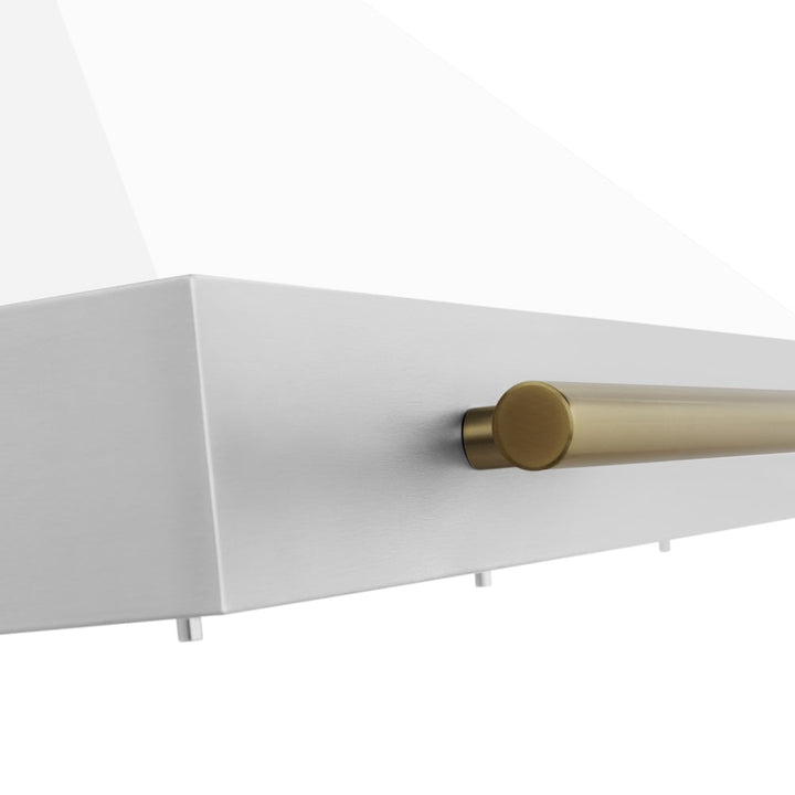 ZLINE 48 in. Autograph Edition Convertible Stainless Steel Range Hood with White Matte Shell and Champagne Bronze Accents (KB4STZ-WM48-CB)