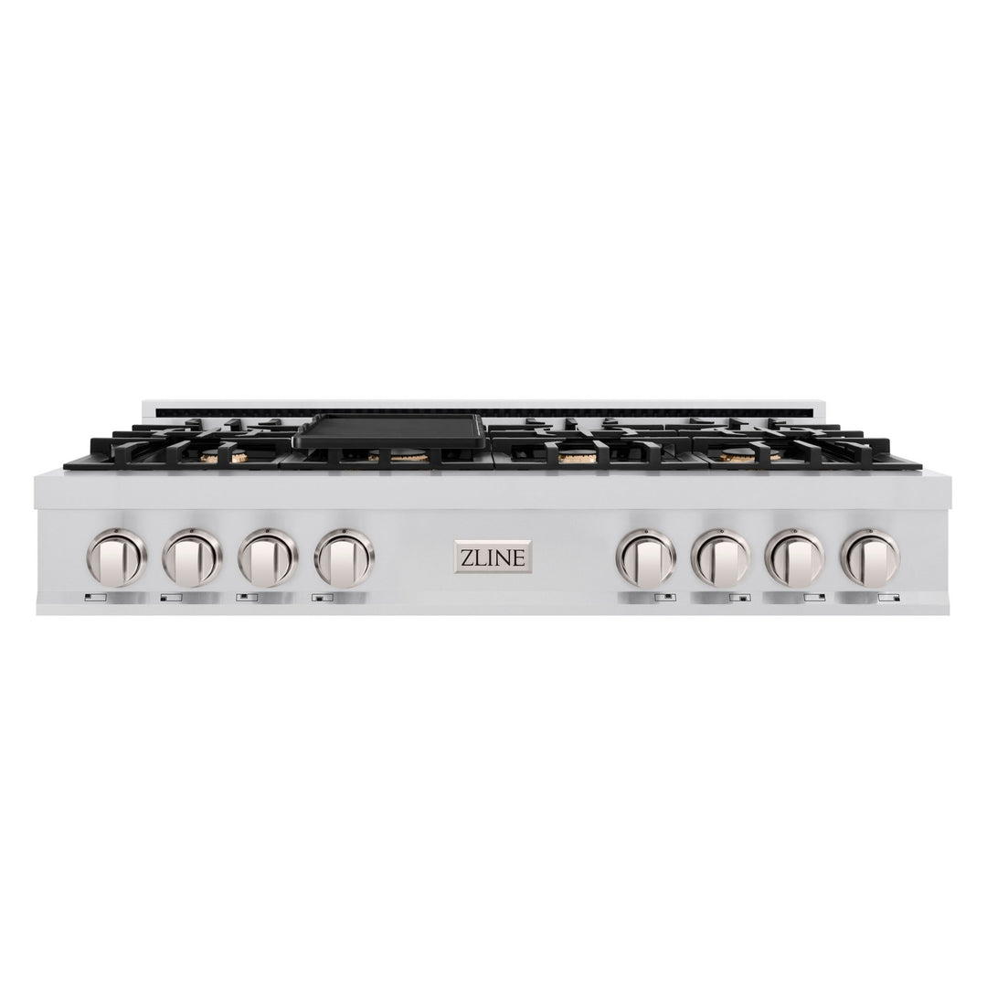 ZLINE 48 in. Classic Gas Rangetop with 8 Brass Burners and Porcelain Cooktop in Stainless Steel (RT-BR-48)