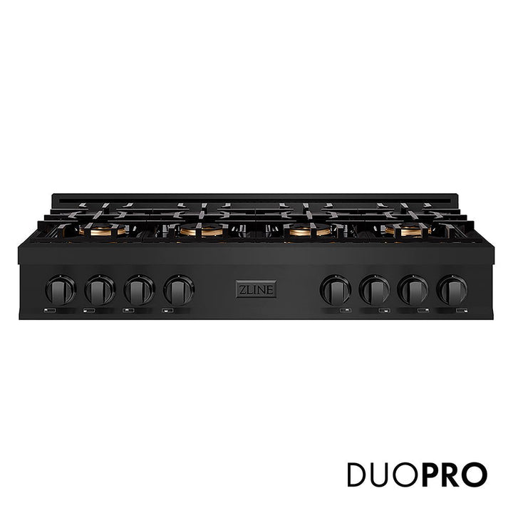 ZLINE 48 in. Classic Gas Rangetop with 8 Burner DuoProâ„¢ Cooktop in Black Stainless Steel (PCRTB-48)