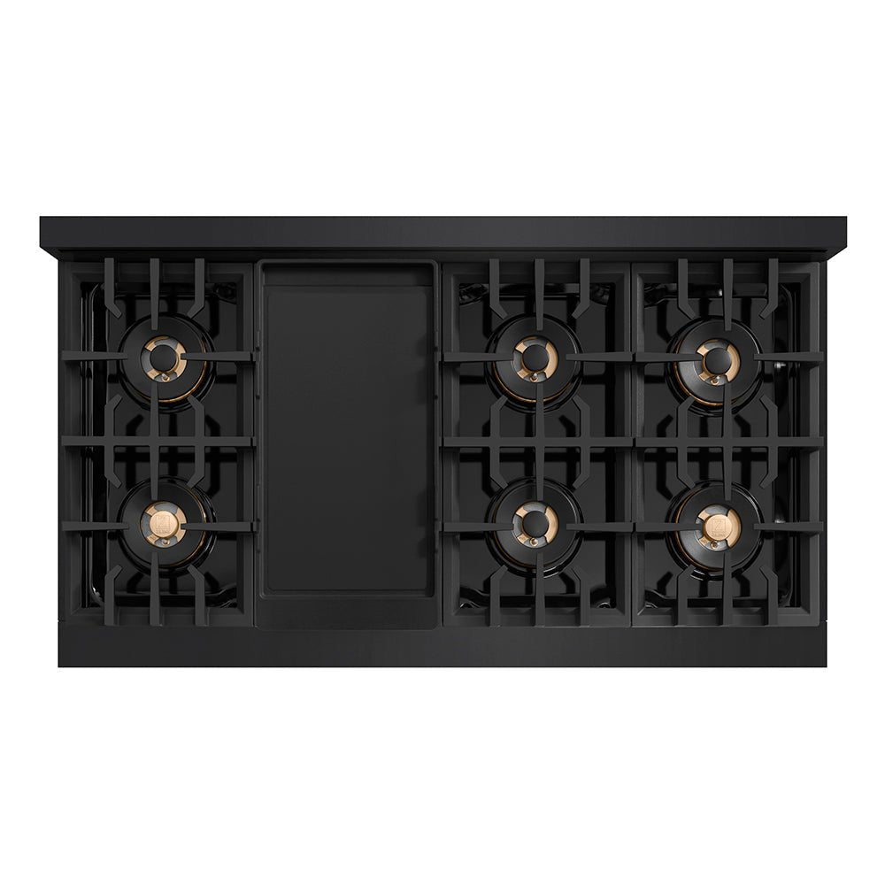ZLINE 48 in. Classic Gas Rangetop with 8 Burner DuoProâ„¢ Cooktop in Black Stainless Steel (PCRTB-48)
