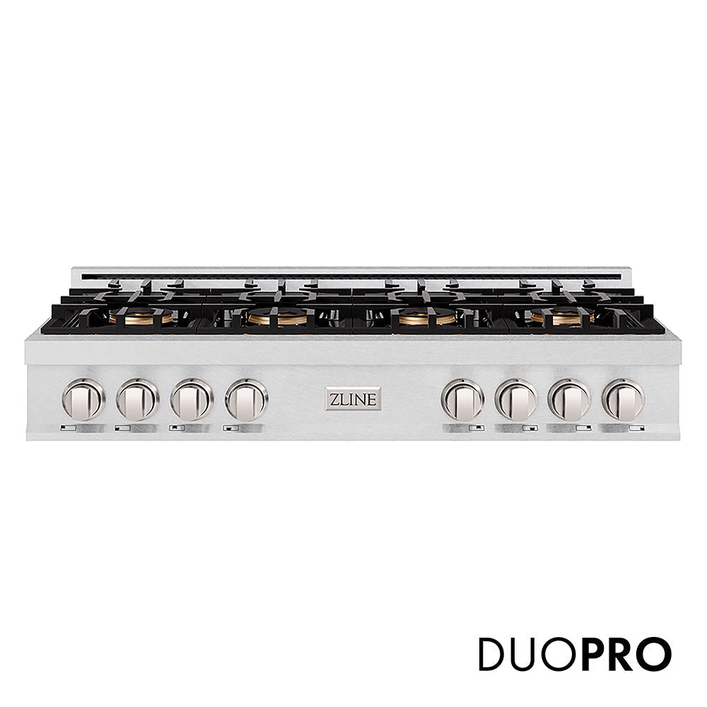 ZLINE 48 in. Classic Gas Rangetop with 8 Burner DuoProâ„¢ Cooktop in Satin Stainless Steel (PCRTS-48)