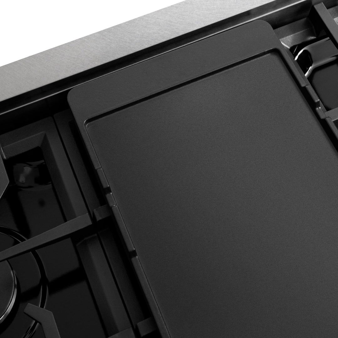 ZLINE 48 in. Classic Gas Rangetop with 8 Burners and Porcelain Cooktop in Satin Stainless Steel with Griddle (RTS-GR-48)