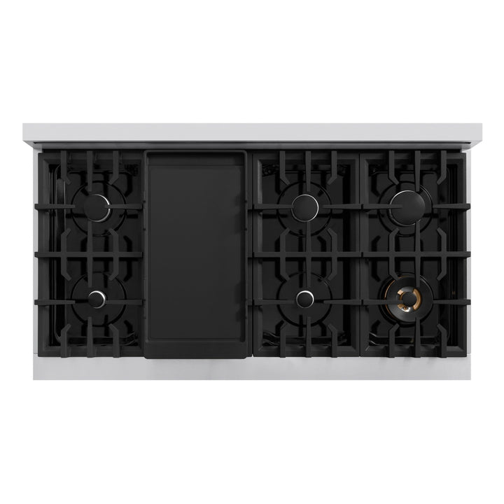 ZLINE 48 in. Classic Gas Rangetop with 8 Burners and Porcelain Cooktop in Stainless Steel with Griddle (RT-GR-48)