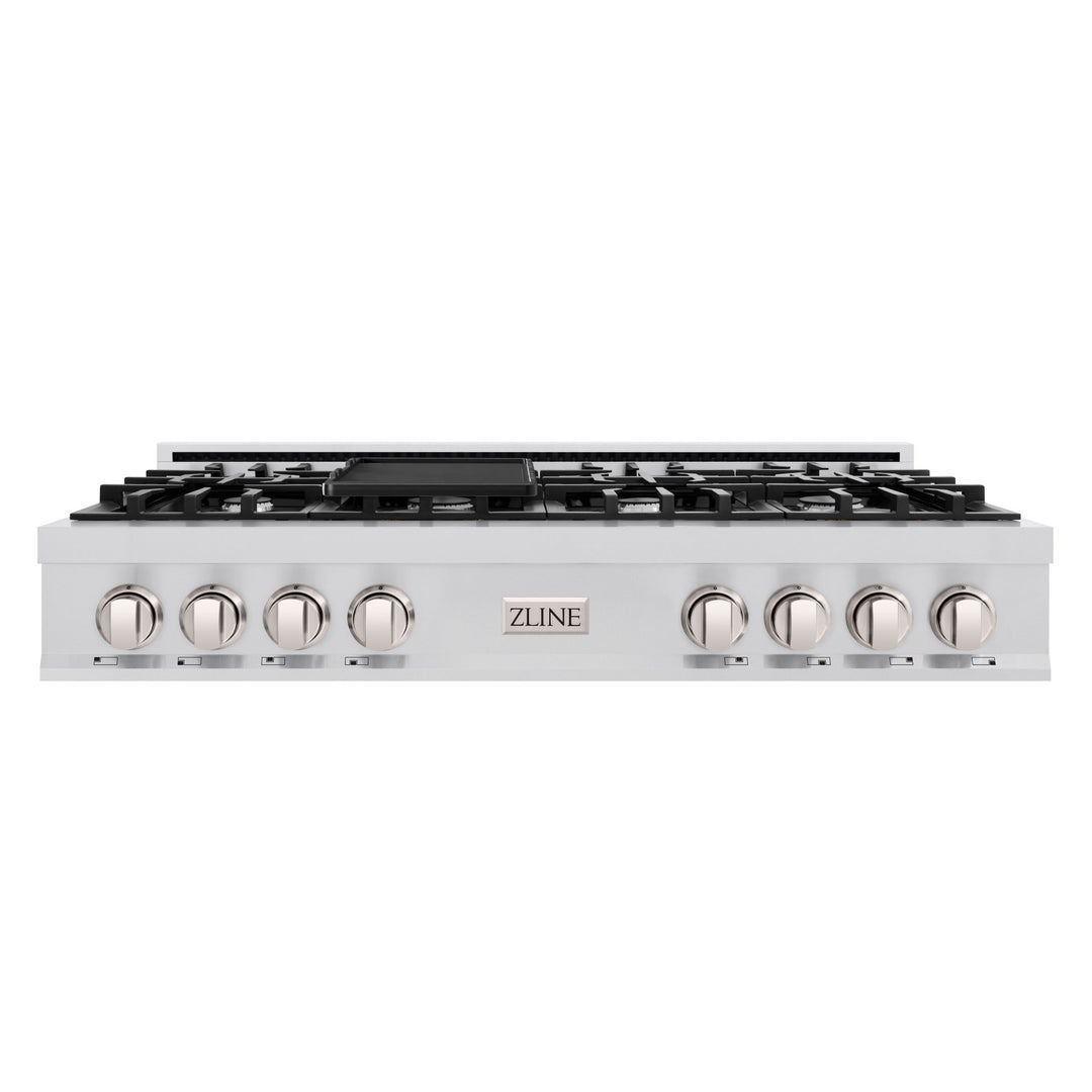 ZLINE 48 in. Classic Gas Rangetop with 8 Burners and Porcelain Cooktop in Stainless Steel with Griddle (RT-GR-48)