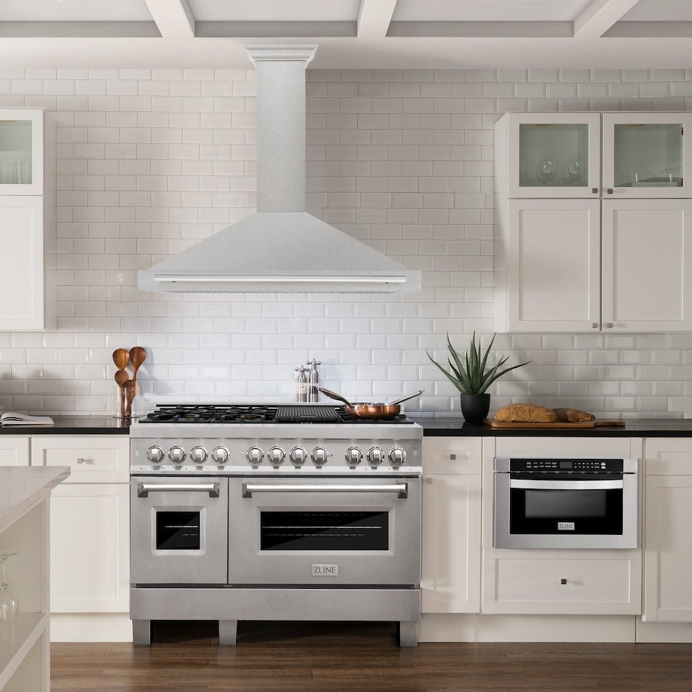 ZLINE 48 in. Convertible Fingerprint Resistant Satin Stainless Steel Range Hood with Stainless Steel Handle (KB4SNX-48)