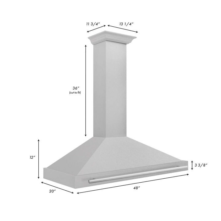 ZLINE 48 in. Convertible Fingerprint Resistant Satin Stainless Steel Range Hood with Stainless Steel Handle (KB4SNX-48)