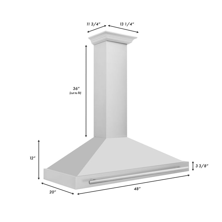 ZLINE 48 in. Convertible Stainless Steel Range Hood with Stainless Steel Handle (KB4STX-48)