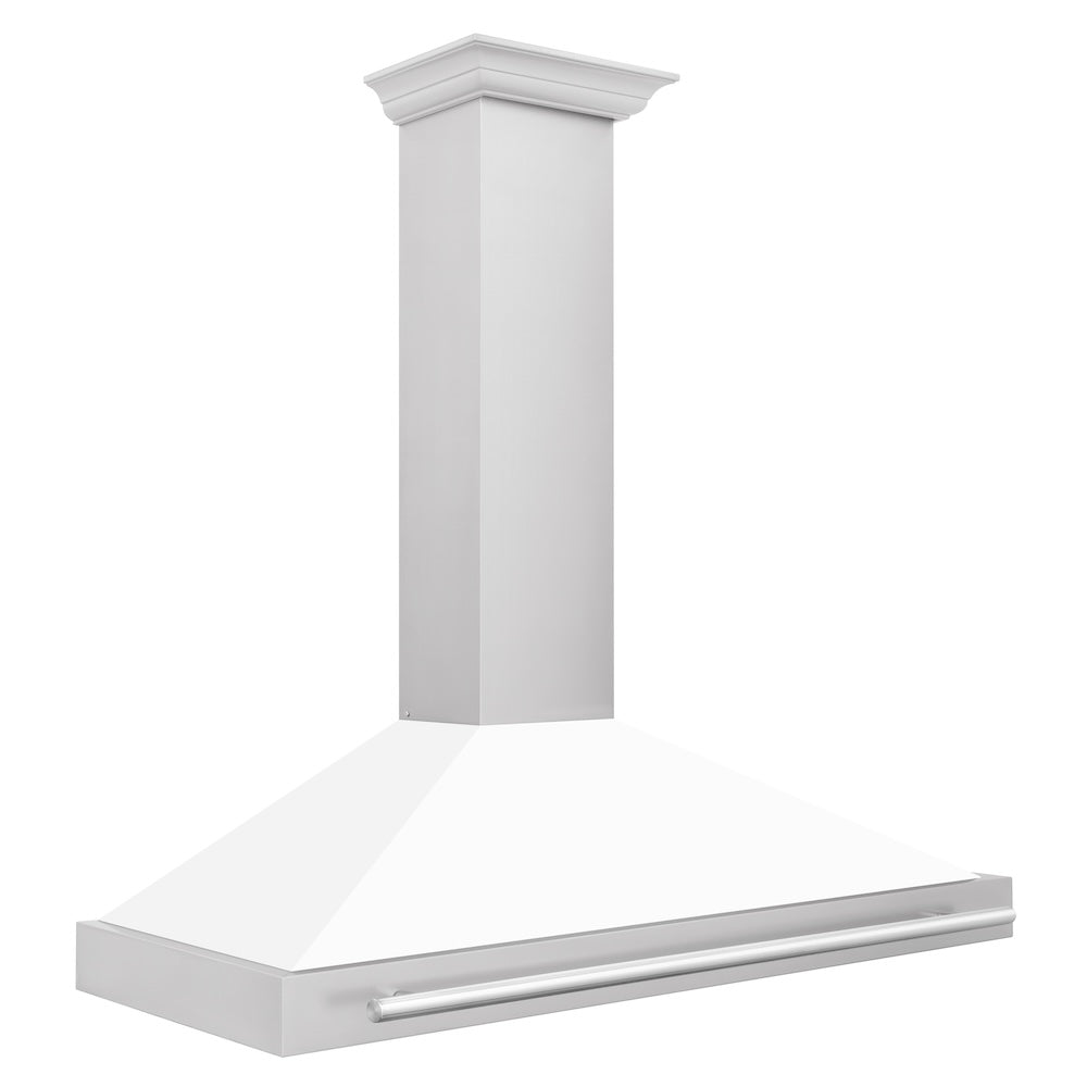 ZLINE 48 in. Convertible Stainless Steel Range Hood with White Matte Shell and Stainless Steel Handle (KB4STX-WM-48)