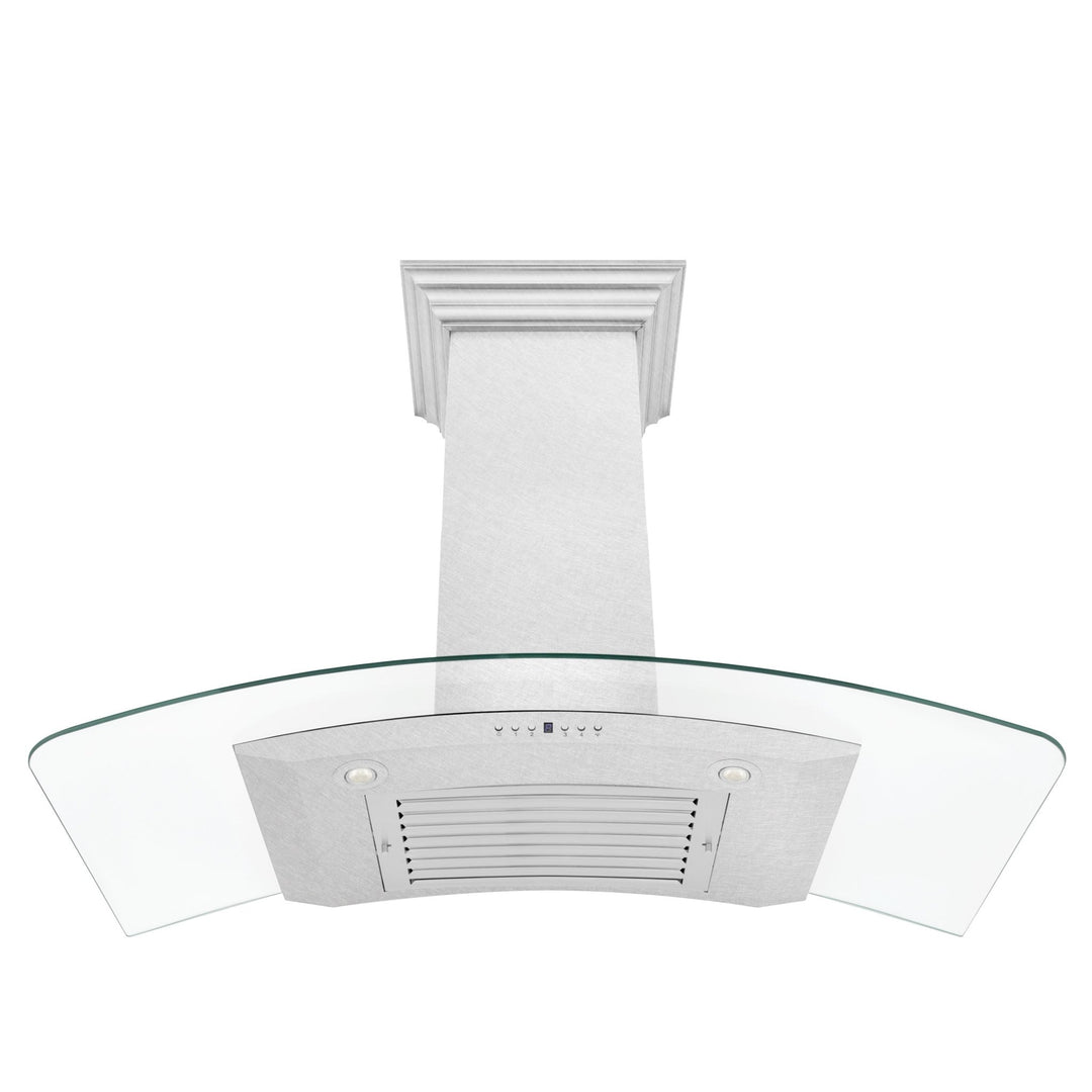 ZLINE 48 in. Convertible Vent Wall Mount Range Hood in Satin Stainless Steel and Glass (8KN4S-48)