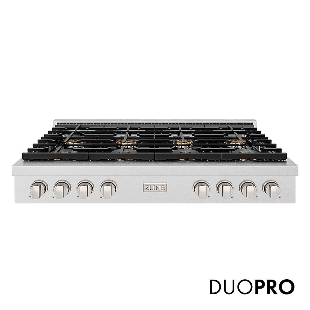 ZLINE 48 in. Paramount Gas Rangetop with 8 Burner DuoProâ„¢ Cooktop in Satin Stainless Steel (PSRTS-48)