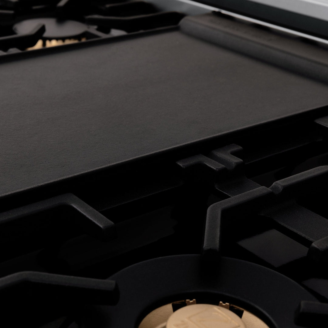 ZLINE 48" Rangetop in Stainless Steel with 7 Gas Brass Burners and Griddle, RT-BR-GR-48