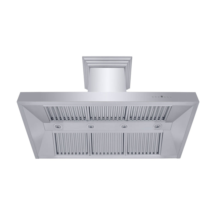 ZLINE 48" Professional Ducted Wall Mount Range Hood in Stainless Steel with Crown Molding (667CRN-48)