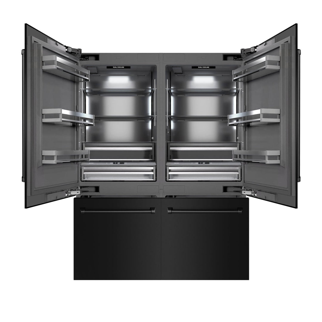ZLINE 60 in. 32.2 cu. ft. French Door Built-In Bottom Freezer Refrigerator with Water Dispensers and Ice Makers in Black Stainless Steel with Graphite Gray Interior (GRBIV-BS-60)