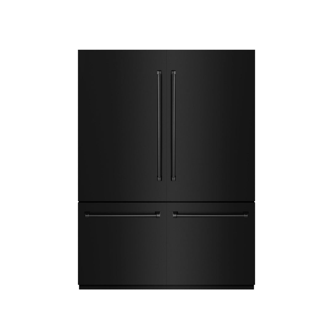 ZLINE 60 in. 32.2 cu. ft. French Door Built-In Bottom Freezer Refrigerator with Water Dispensers and Ice Makers in Black Stainless Steel with Graphite Gray Interior (GRBIV-BS-60)
