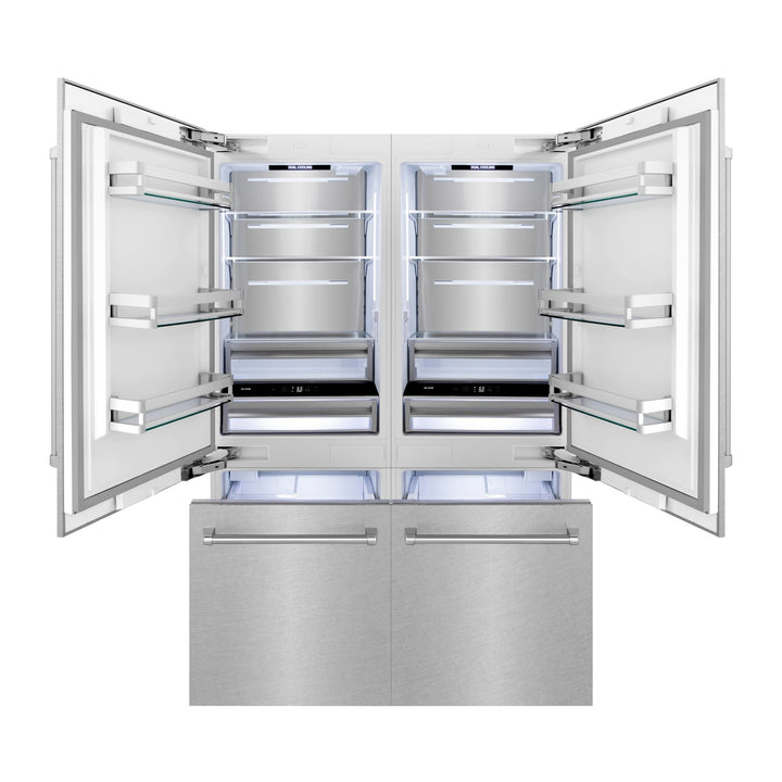 ZLINE 60 in. 32.2 cu. ft. French Door Built-In Bottom Freezer Refrigerator with Water Dispensers and Ice Makers in Satin Stainless Steel (RBIV-SN-60)