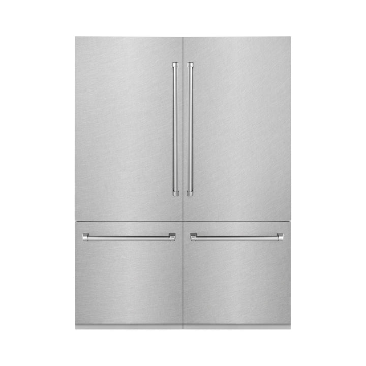 ZLINE 60 in. 32.2 cu. ft. French Door Built-In Bottom Freezer Refrigerator with Water Dispensers and Ice Makers in Satin Stainless Steel (RBIV-SN-60)
