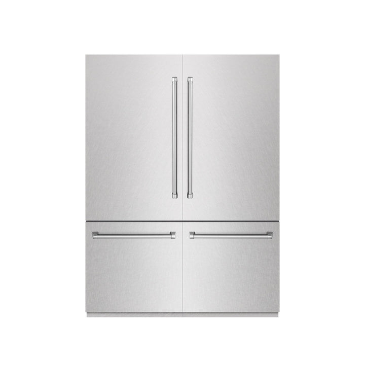 ZLINE 60 in. 32.2 cu. ft. French Door Built-In Bottom Freezer Refrigerator with Water Dispensers and Ice Makers in Satin Stainless Steel with Graphite Gray Interior (GRBIV-SN-60)
