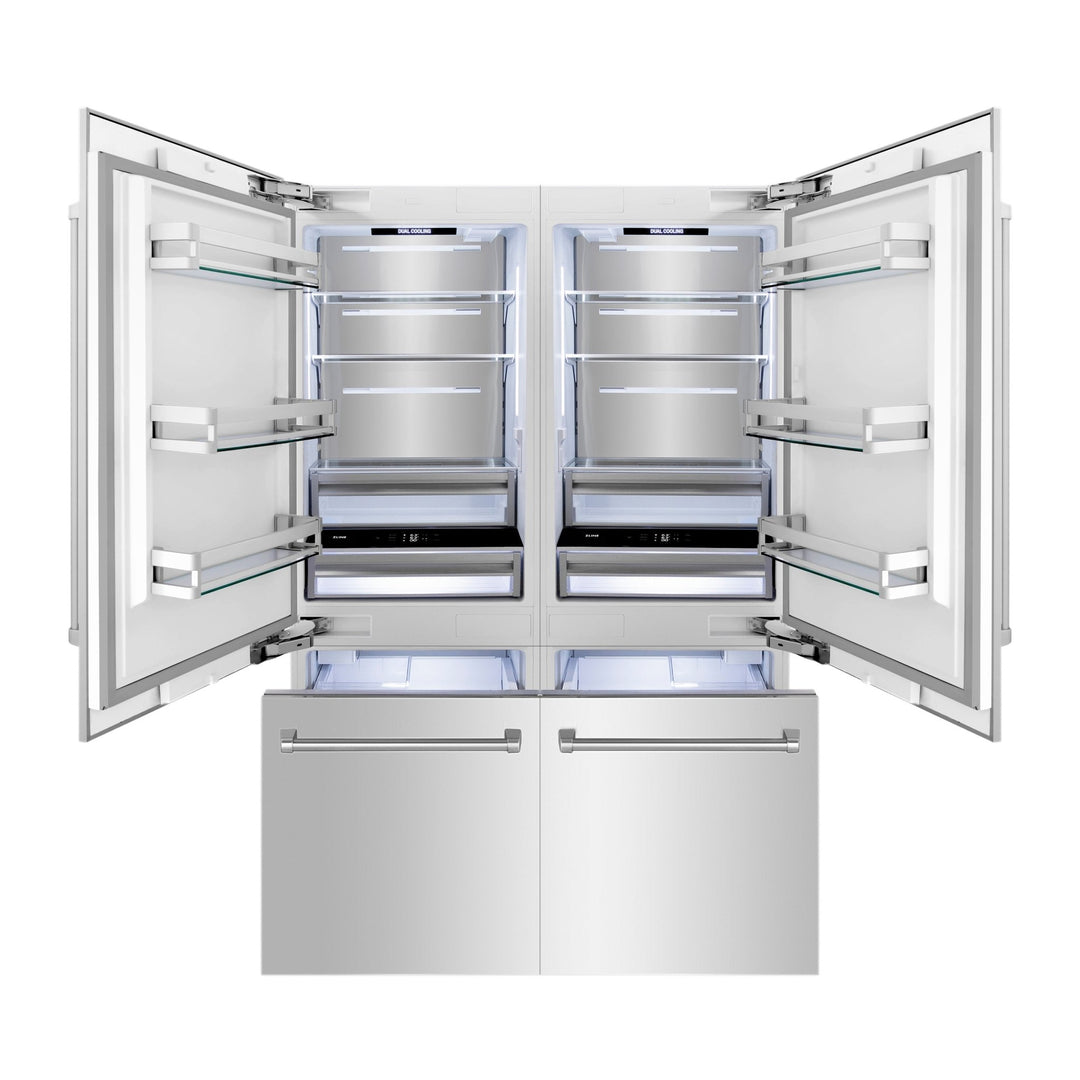 ZLINE 60 in. 32.2 cu. ft. French Door Built-In Bottom Freezer Refrigerator with Water Dispensers and Ice Makers in Stainless Steel (RBIV-304-60)