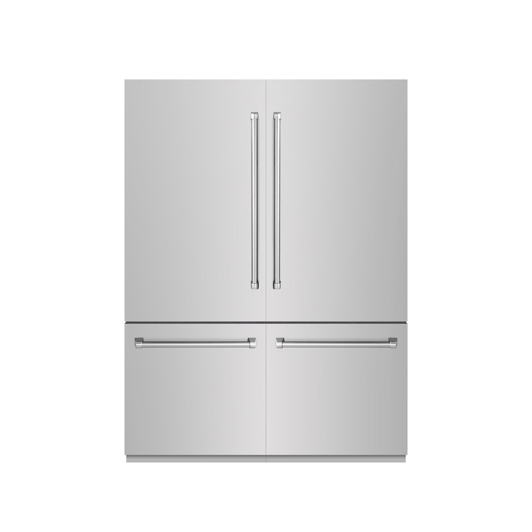 ZLINE 60 in. 32.2 cu. ft. French Door Built-In Bottom Freezer Refrigerator with Water Dispensers and Ice Makers in Stainless Steel with Graphite Gray Interior (GRBIV-304-60)