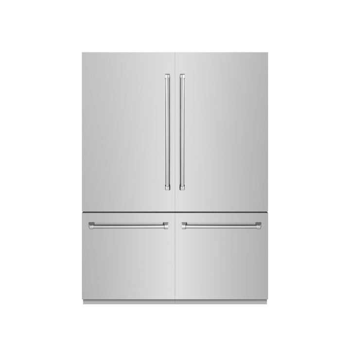 ZLINE 60 in. 32.2 cu. ft. French Door Built-In Bottom Freezer Refrigerator with Water Dispensers and Ice Makers in Stainless Steel with Graphite Gray Interior (GRBIV-304-60)